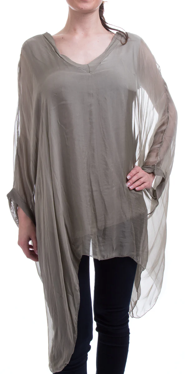 V-Neck Silk Kaftan Top