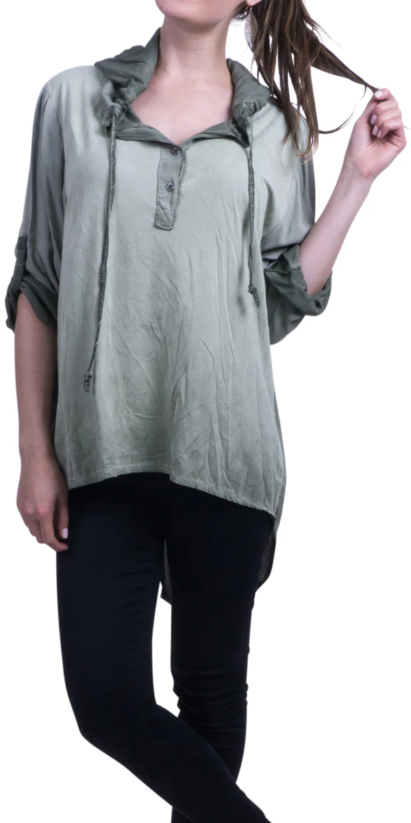 Ultra Suede Hooded Henley