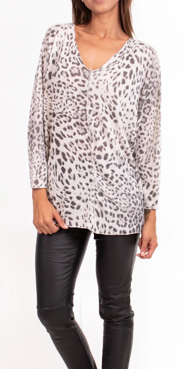 Leopard Sweater with Silver Threads