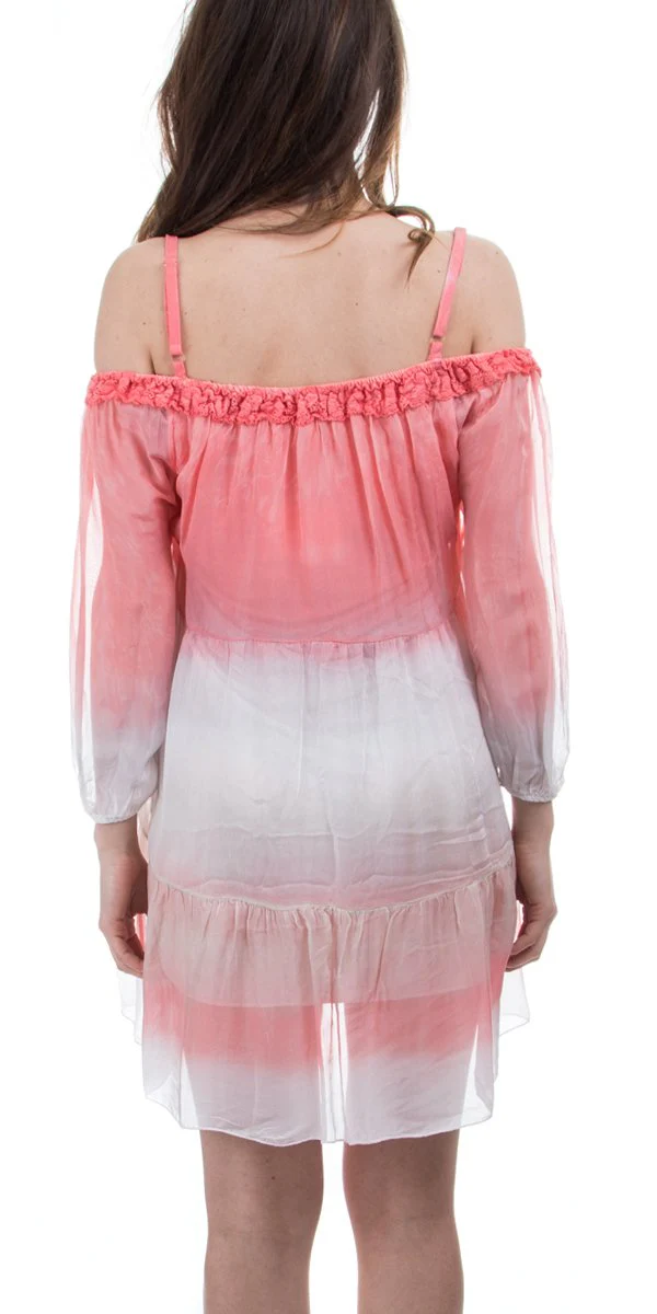 Off the Shoulder Silk Ombre Tiered Dress