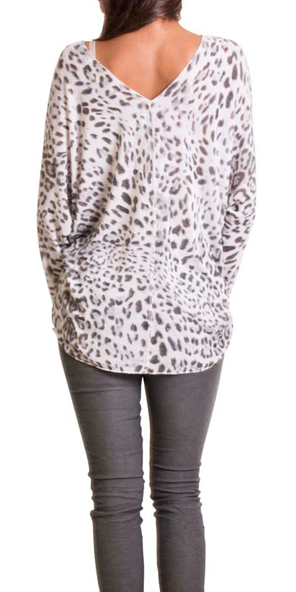 Leopard Sweater with Silver Threads