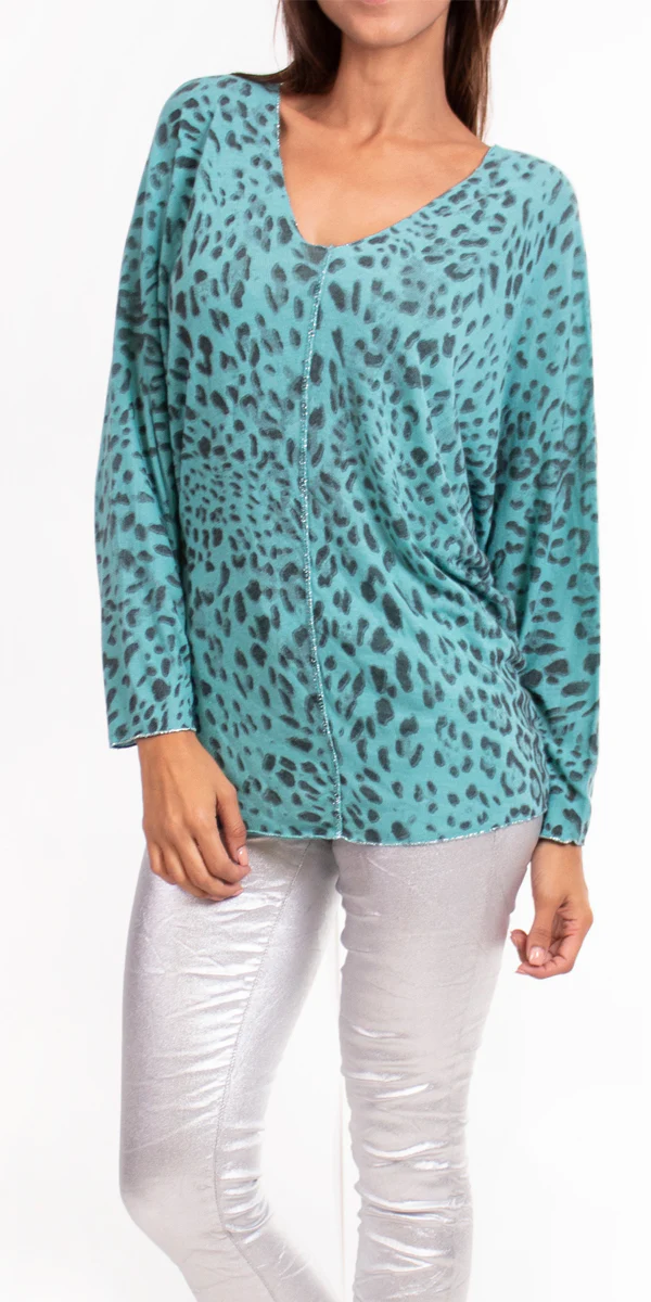 Leopard Sweater with Silver Threads