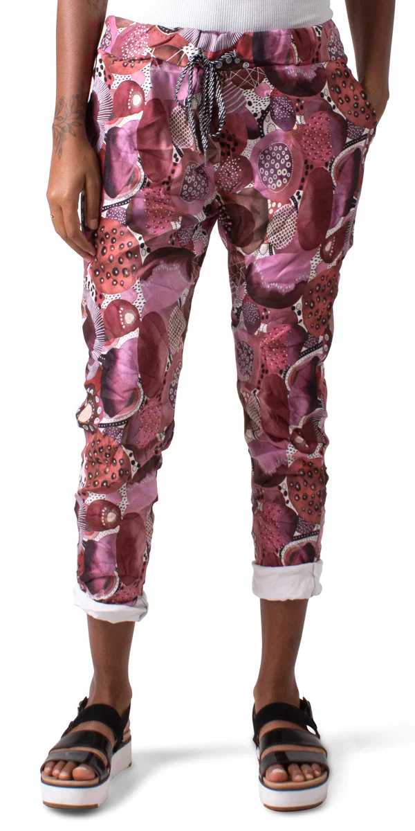 Decorated Circle Tie Waist Faux Suede Pants