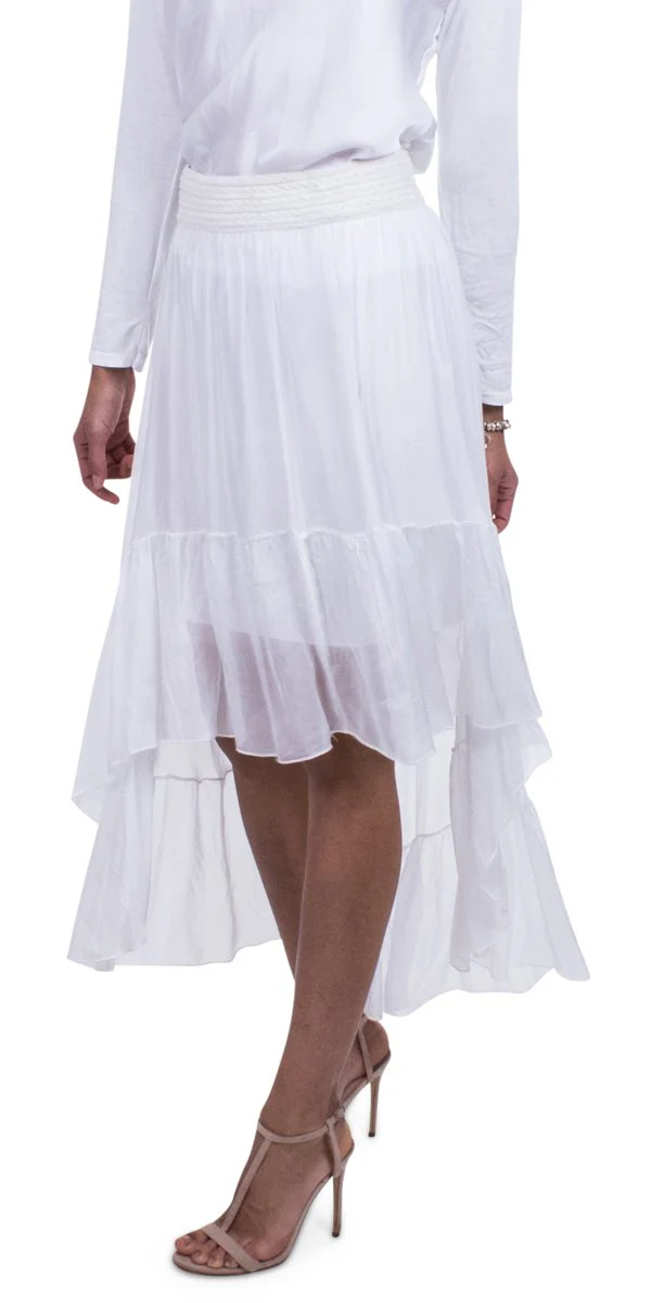 High Low Silk Skirt With Waistband