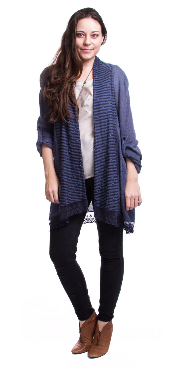 Pom-Pom Collar Cardigan