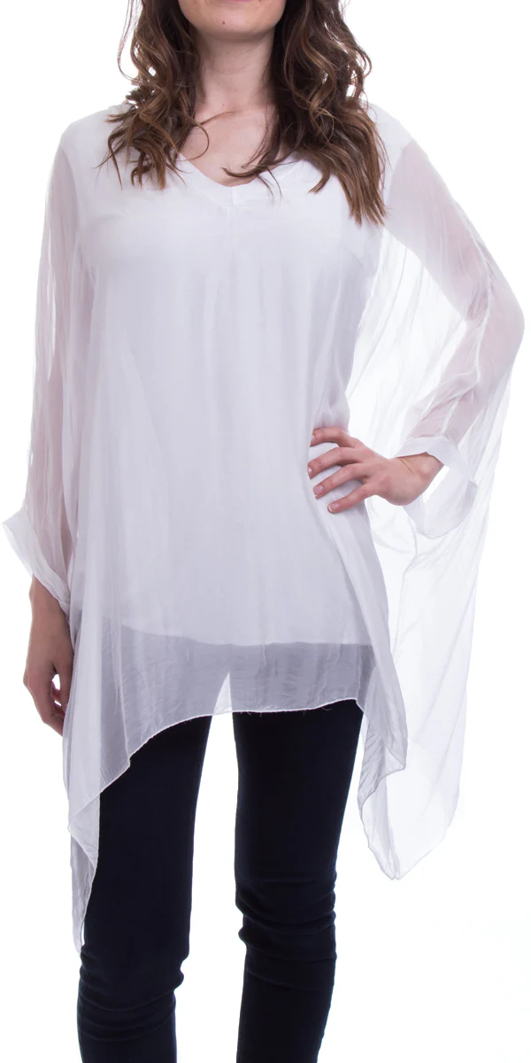 V-Neck Silk Kaftan Top