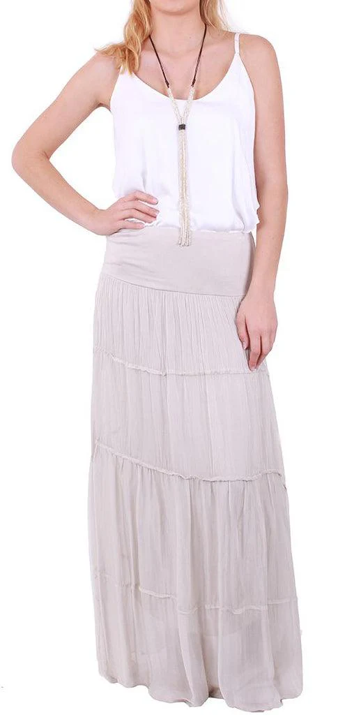 Tiered Long Silk Skirt
