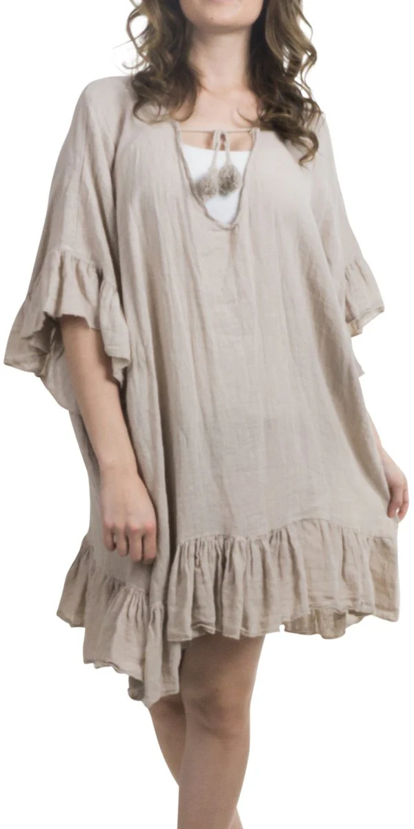 Linen Ruffle Tie Dress