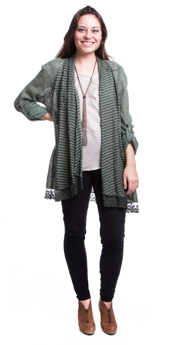 Pom-Pom Collar Cardigan