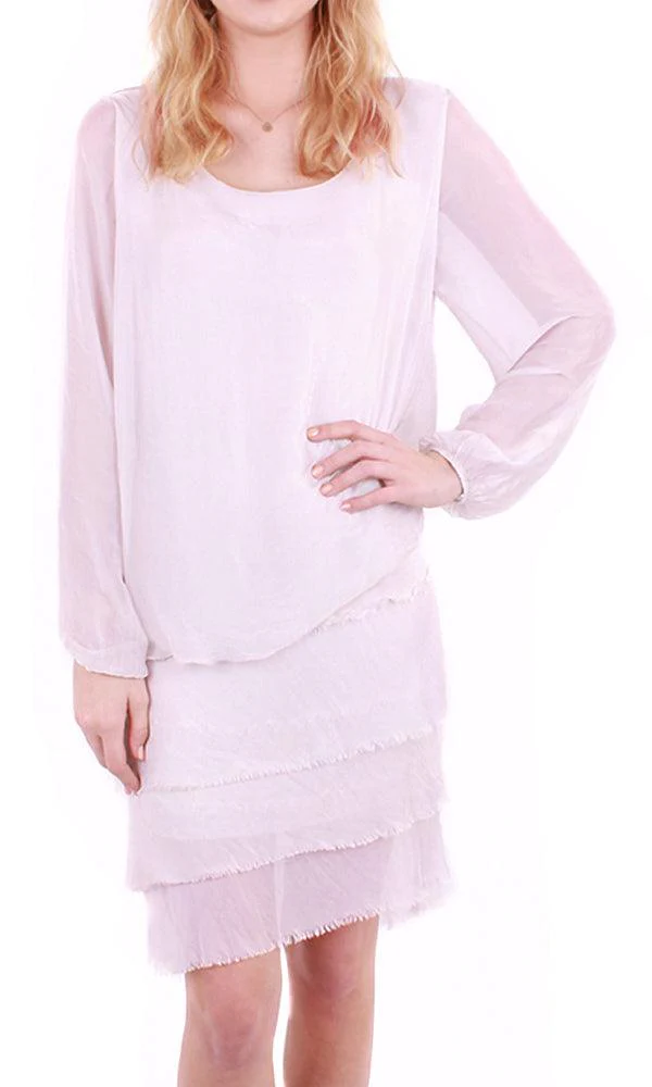 Silk Dress with Frayed Hem