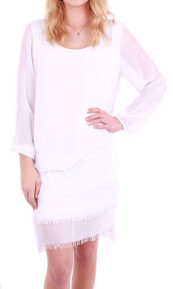 Silk Dress with Frayed Hem