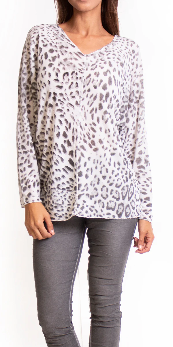 Leopard Sweater with Silver Threads