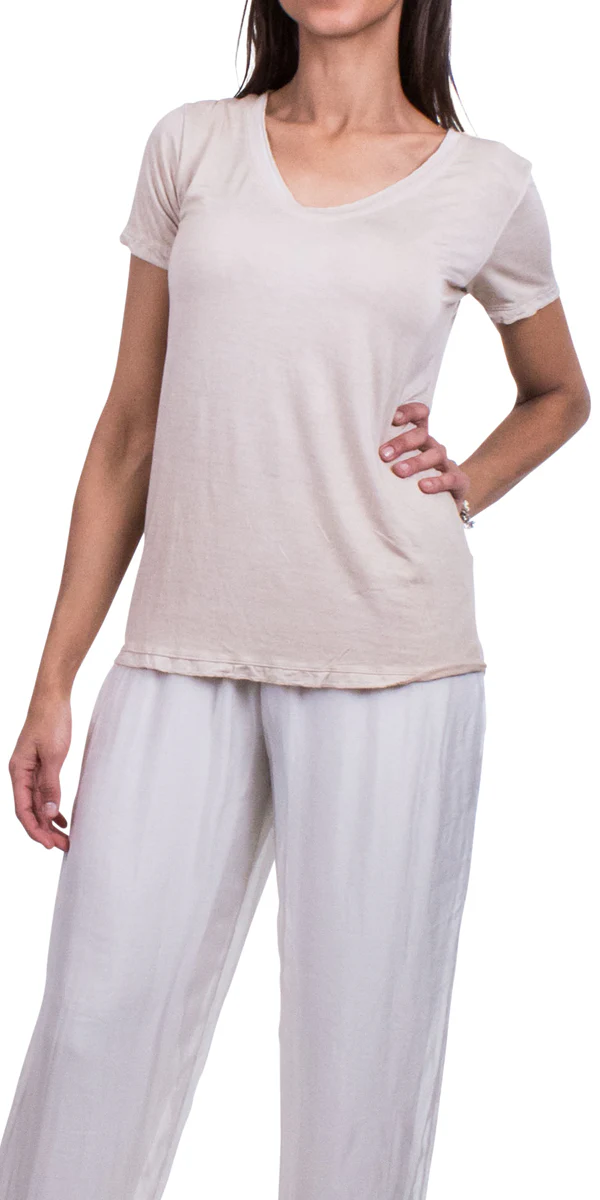 Double V Neck Cotton Top
