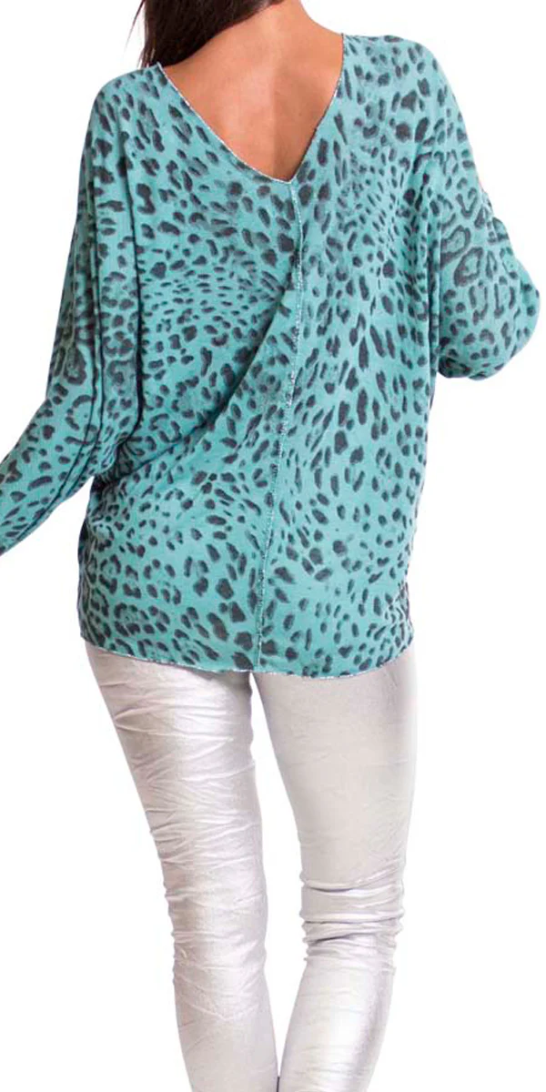 Leopard Sweater with Silver Threads