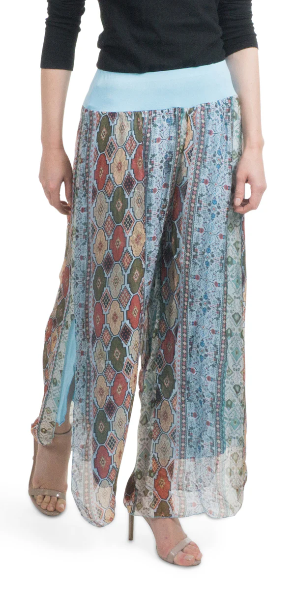 Geometric Flower Slit Pant