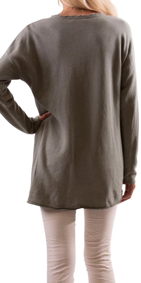 V-Neck  Sweater with Imprinted Front