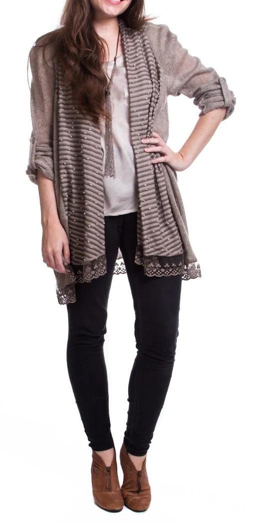 Pom-Pom Collar Cardigan