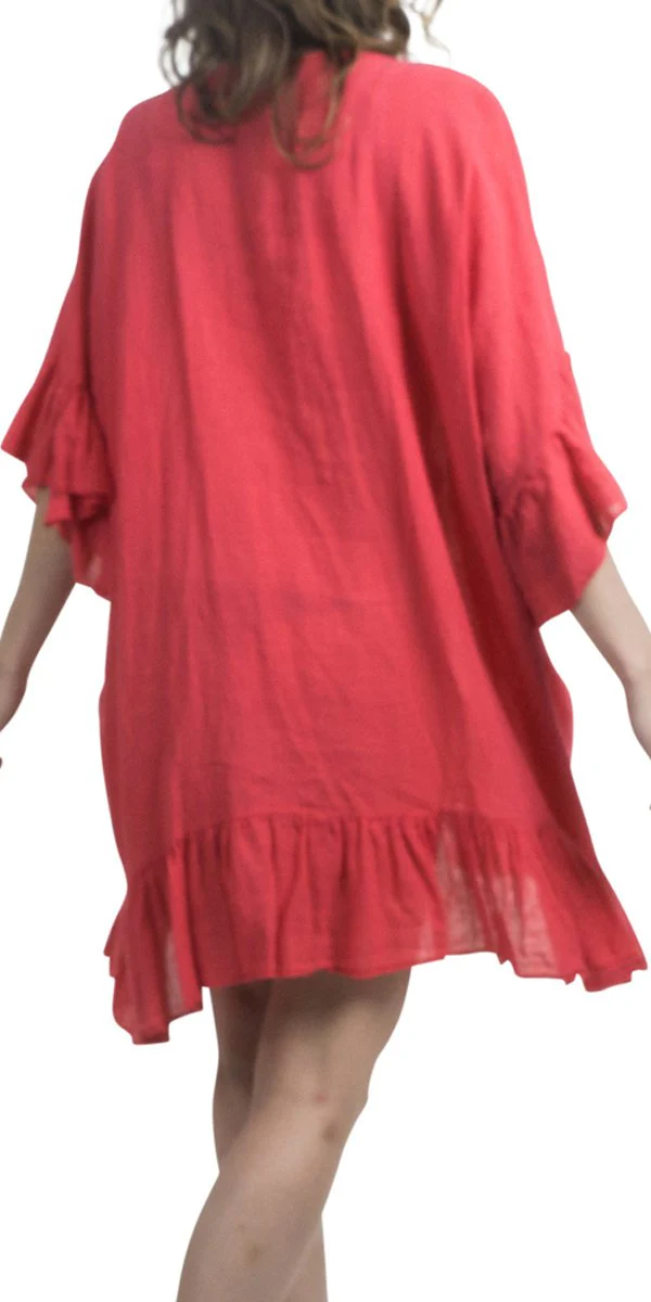 Linen Ruffle Tie Dress