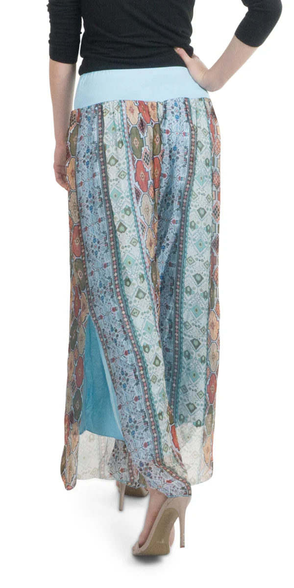 Geometric Flower Slit Pant