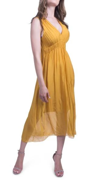 Gathered V Neck Dress