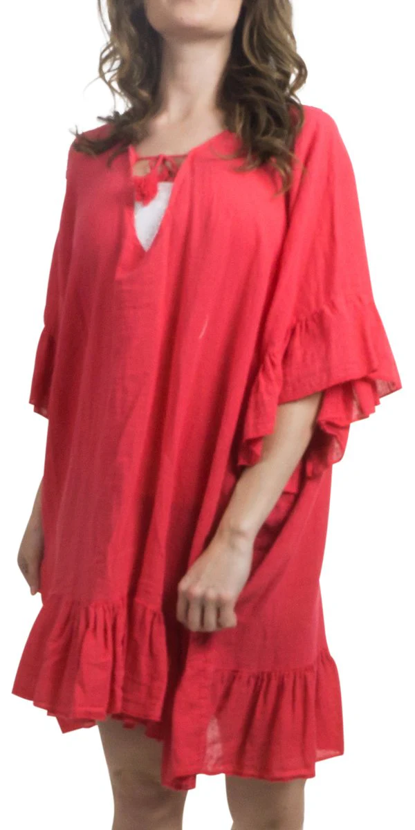Linen Ruffle Tie Dress