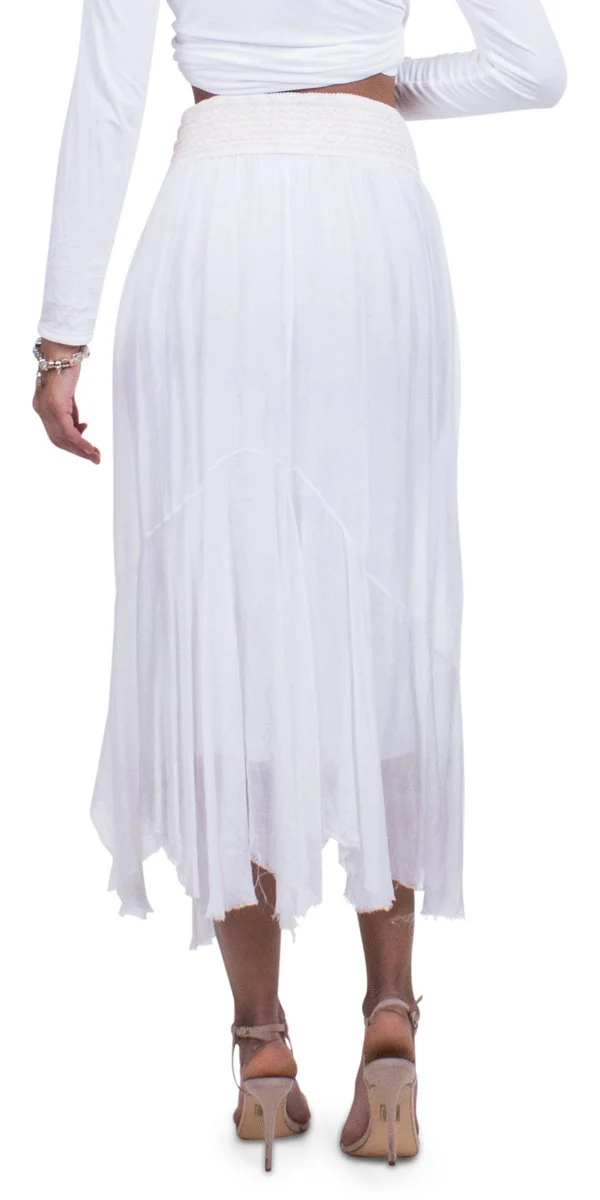 High Low Silk Skirt With Waistband