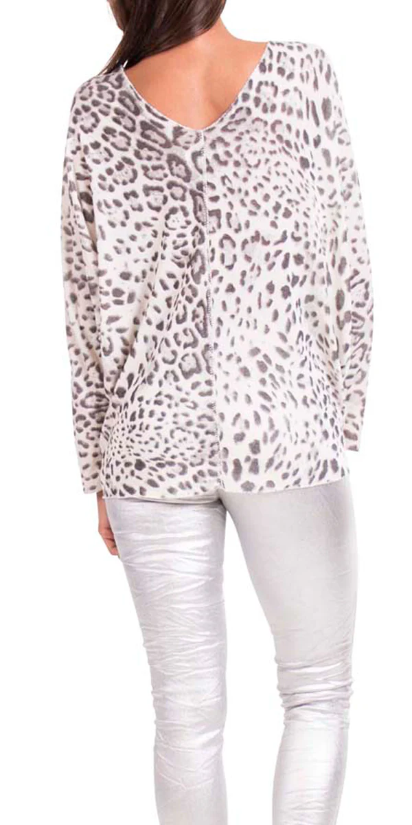 Leopard Sweater with Silver Threads