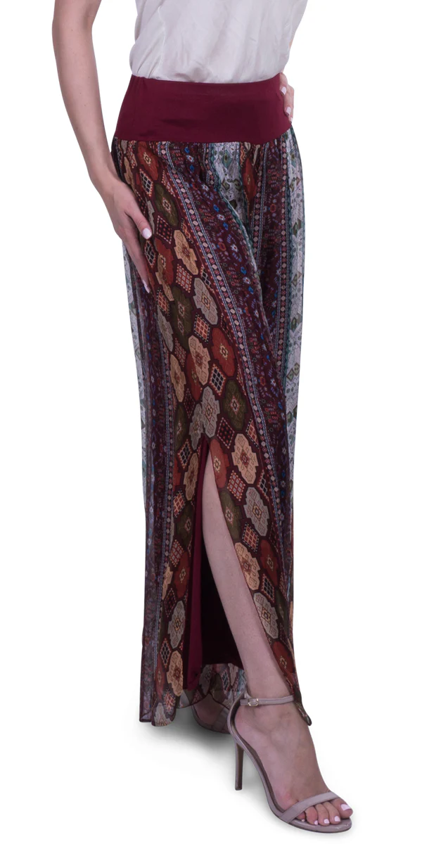 Geometric Flower Slit Pant