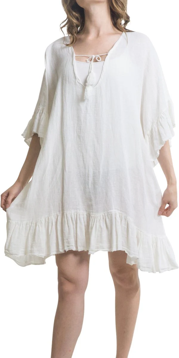Linen Ruffle Tie Dress