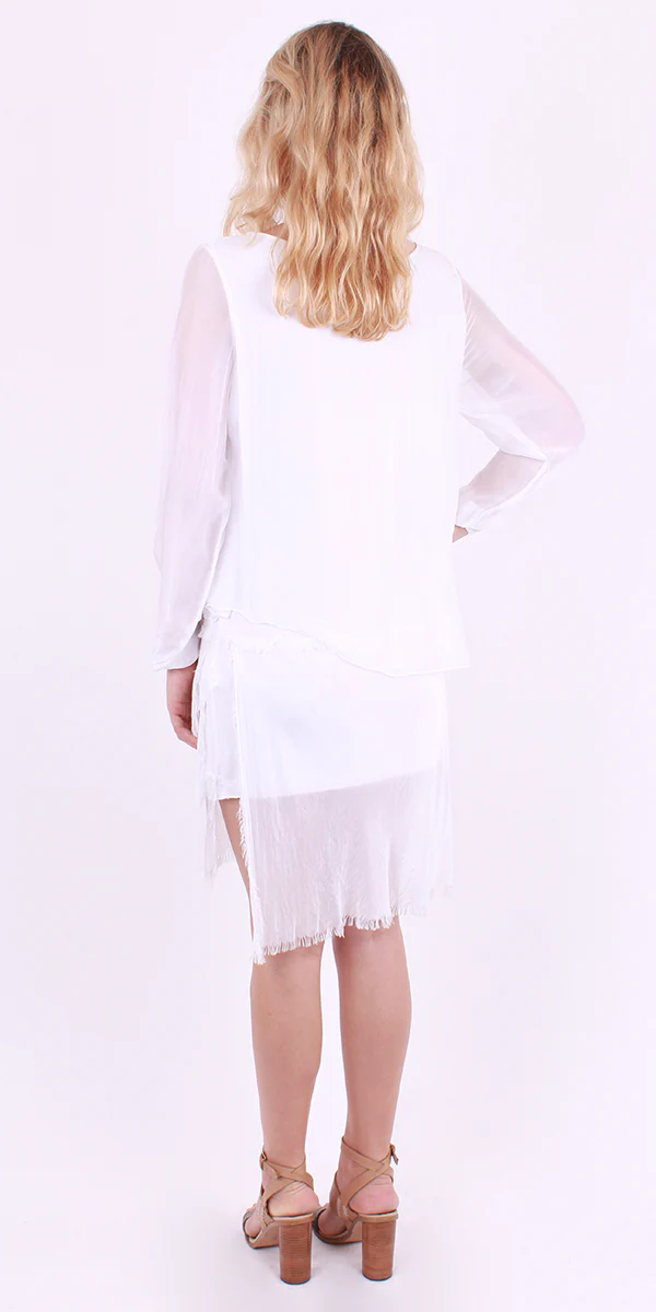 Silk Dress with Frayed Hem