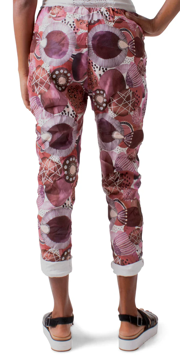 Decorated Circle Tie Waist Faux Suede Pants