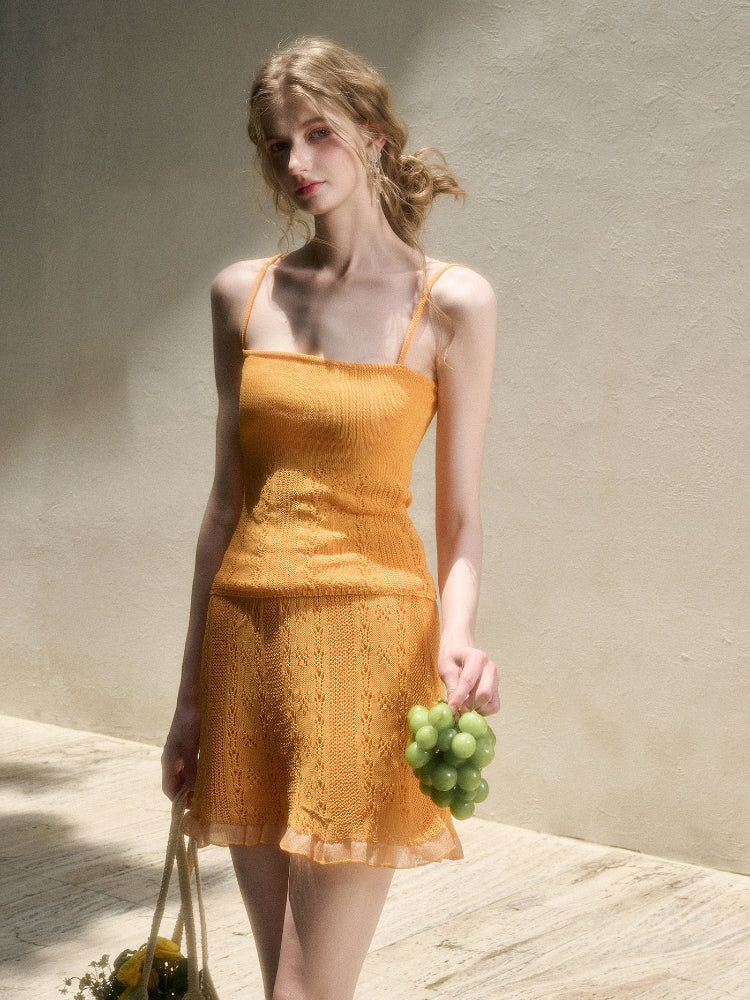 Cool Fabric Knitted Blouse & Skirt Set