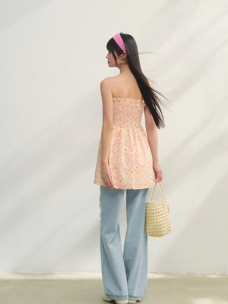 Lace-Trimmed Printed Rhinestone-Embellished Jeans