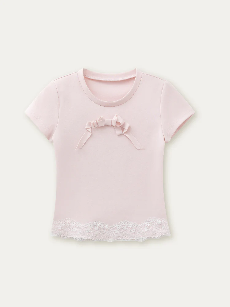 3D Bow Soft Short-sleeve T-shirt