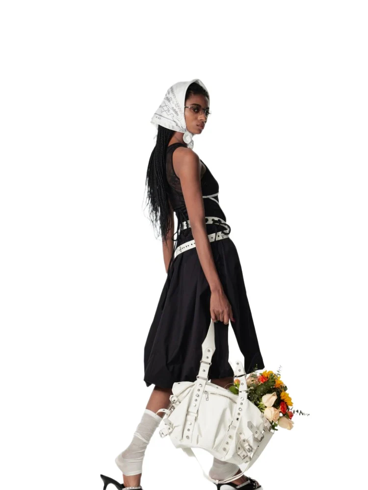 Contrast Backless Midi Dress