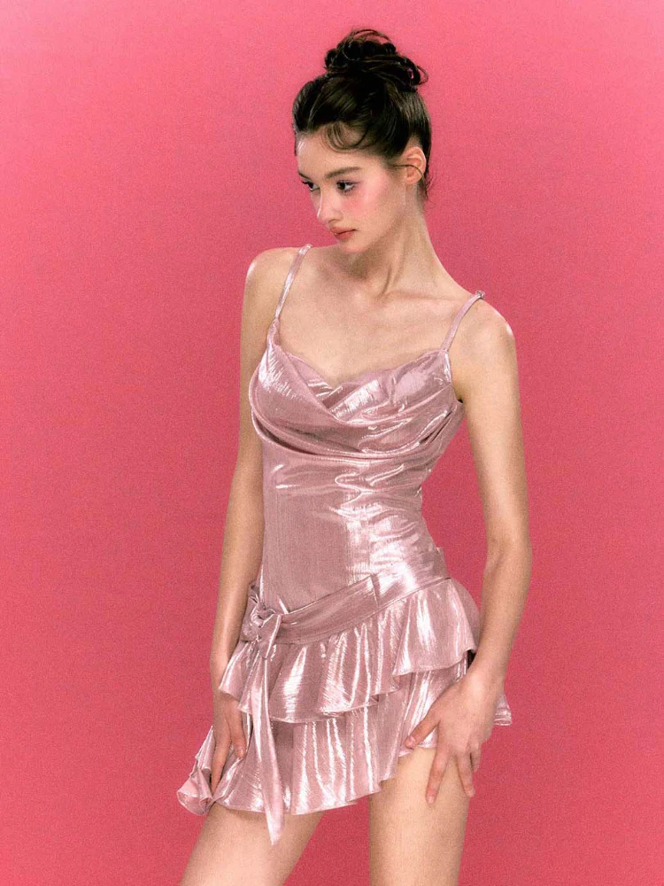 Irregular Ruffle Bowknot Dress