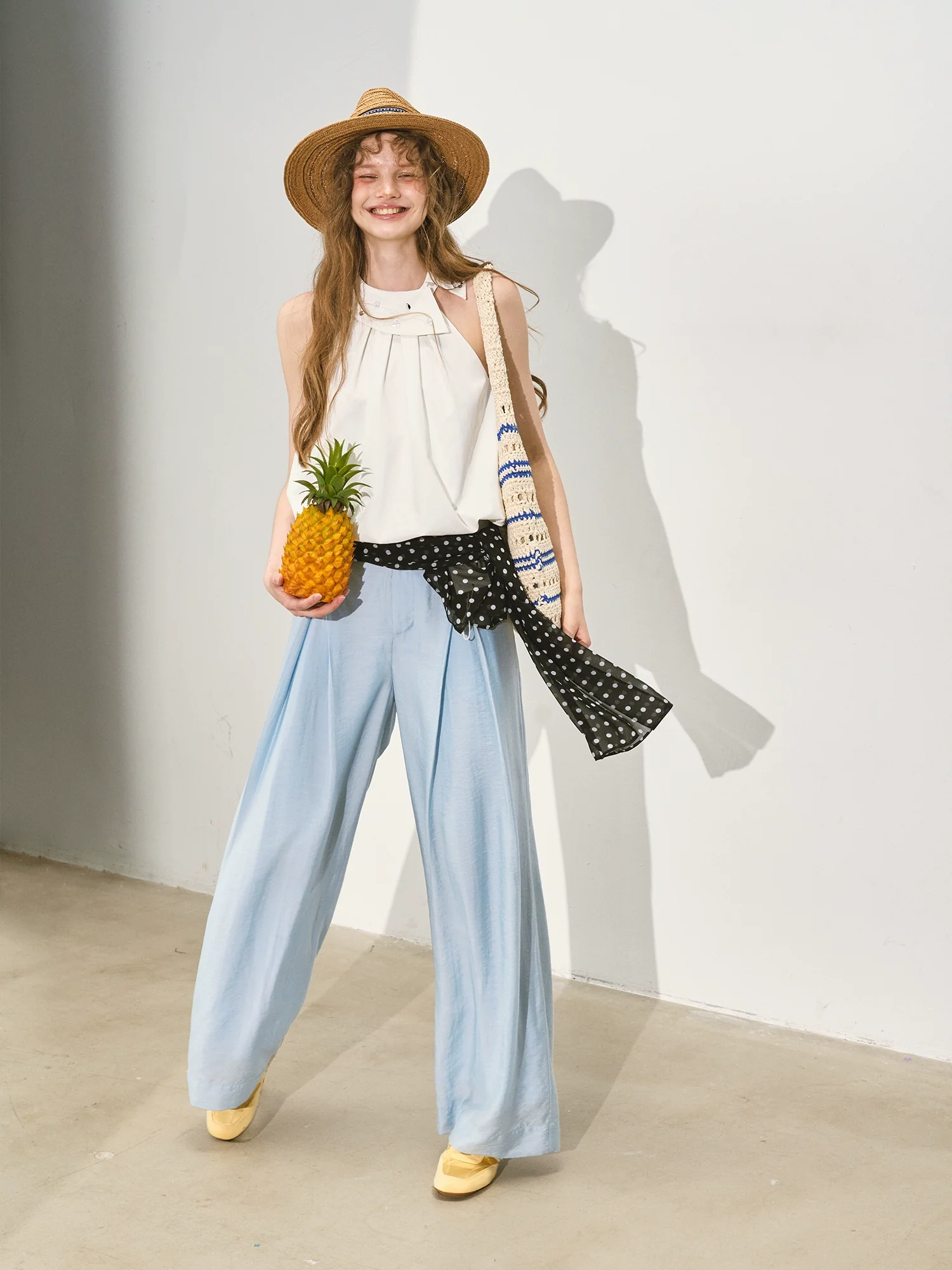 Suit Pleated Wide-Leg Pants