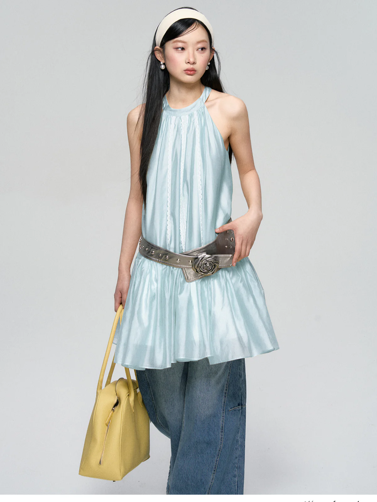 Halter Neck Tencel Lace Beach Dress