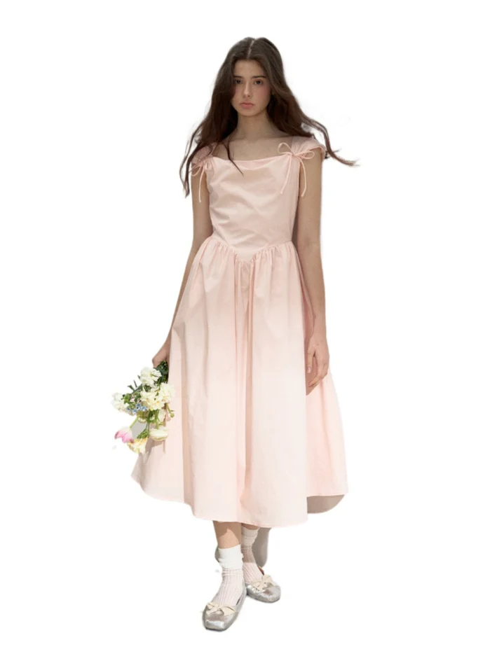 Pink French Vintage Strap Dress