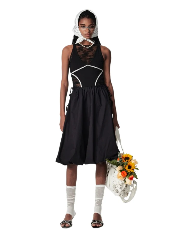 Contrast Backless Midi Dress