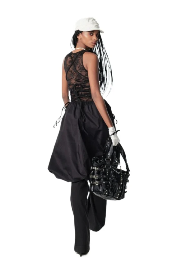 Contrast Backless Midi Dress