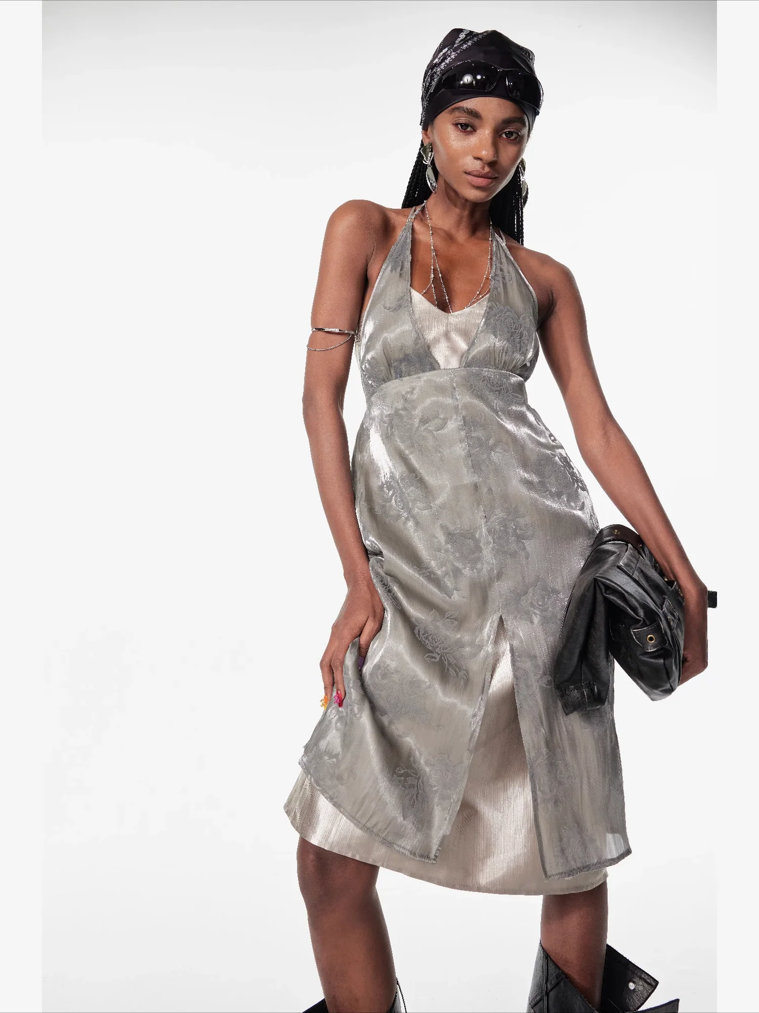 Double Layer Lace Backless Dress