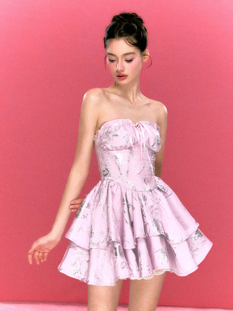 Pink  Slimming Birthday Strapless Princess Tulle Dress