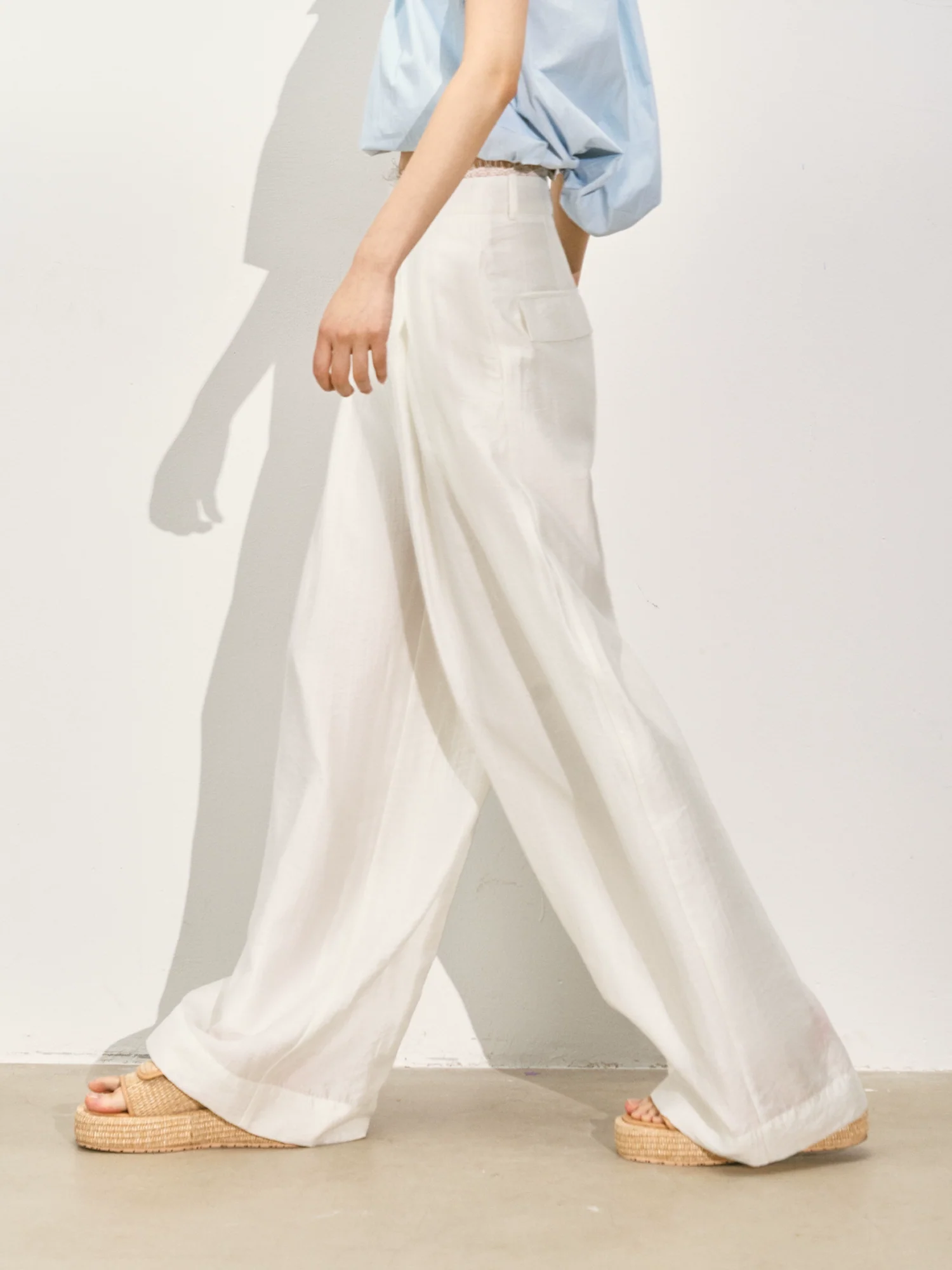 Suit Pleated Wide-Leg Pants