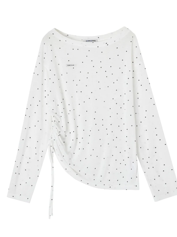Printed Tie-Up Gauze Long-Sleeve T-Shirt