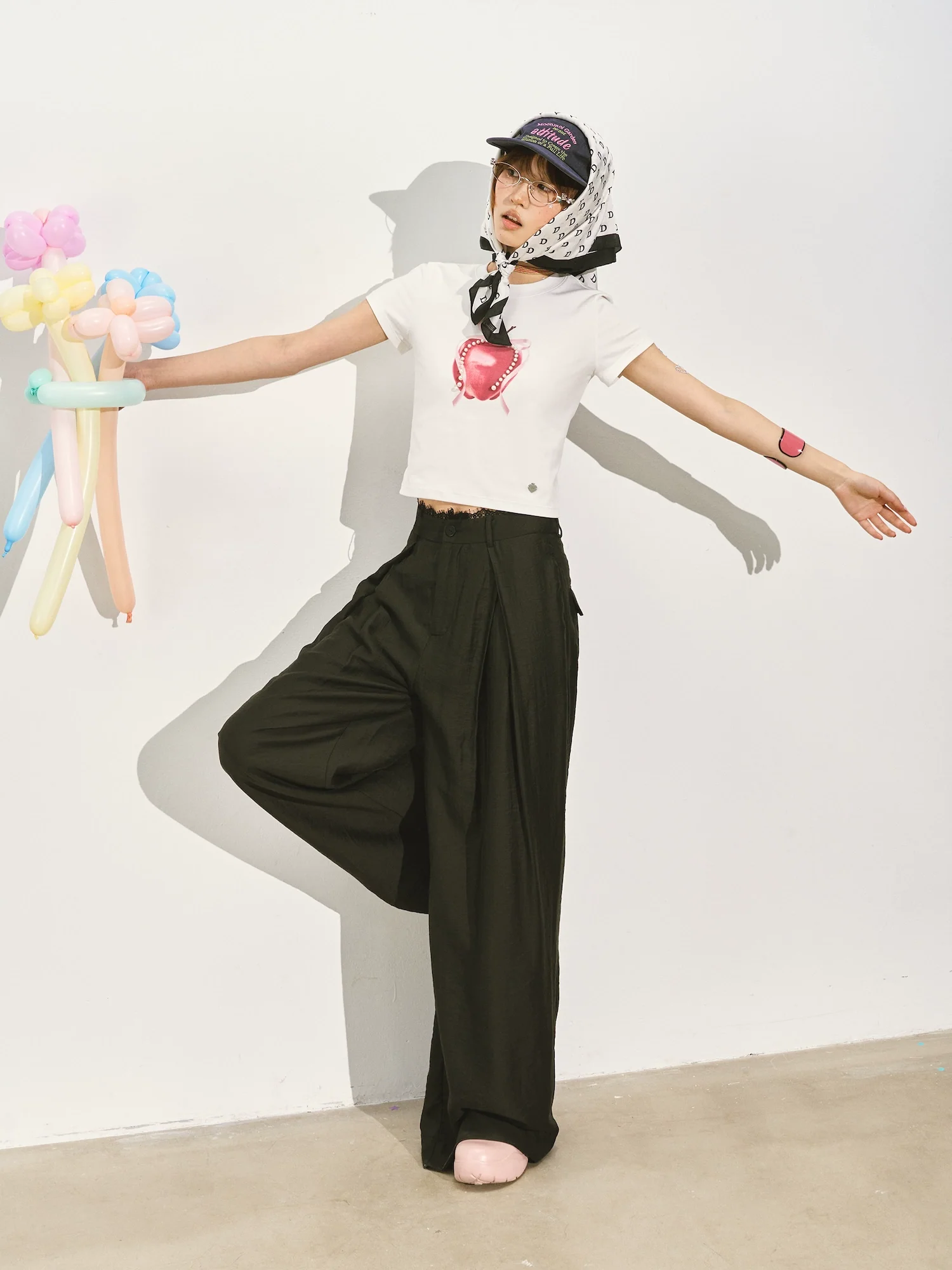 Suit Pleated Wide-Leg Pants