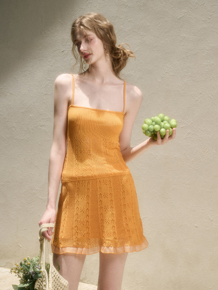 Cool Fabric Knitted Blouse & Skirt Set