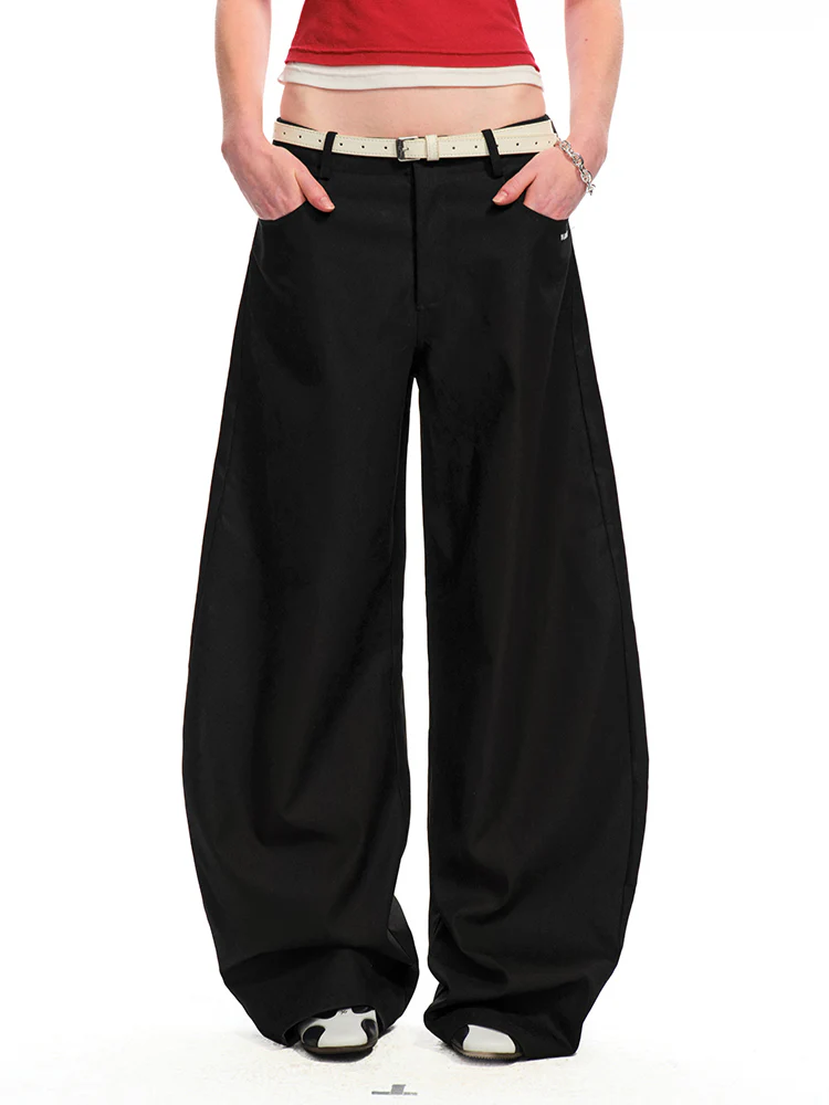 Low-Rise Slim-Fit Loose Wide-Leg Pants