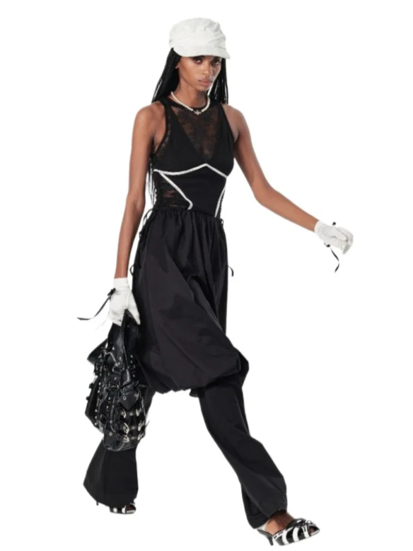 Contrast Backless Midi Dress