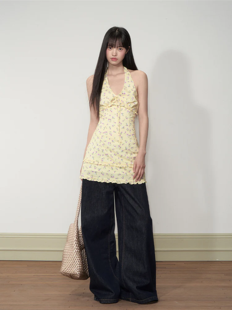 Ruffled Halter Strapless Dress